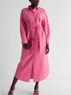 EXPRESS Portofino Shirt Dress Maxi Button Down Oversized